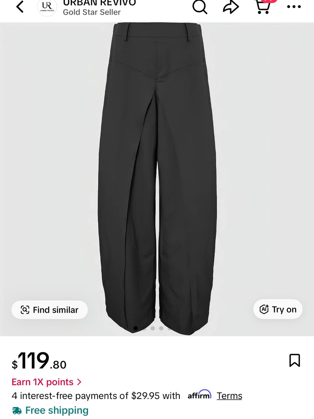 URBAN REVIVO | Black Wide-Leg Trousers